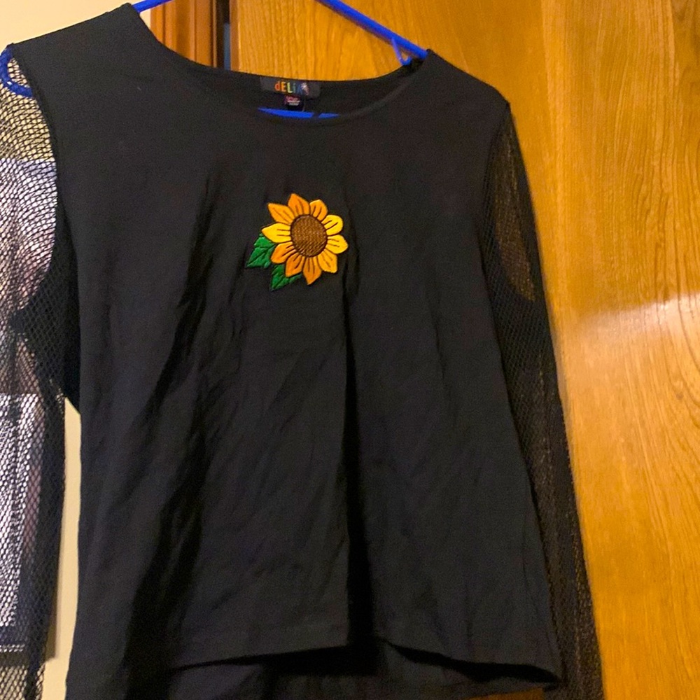 Delia’s sunflower mesh long sleeve